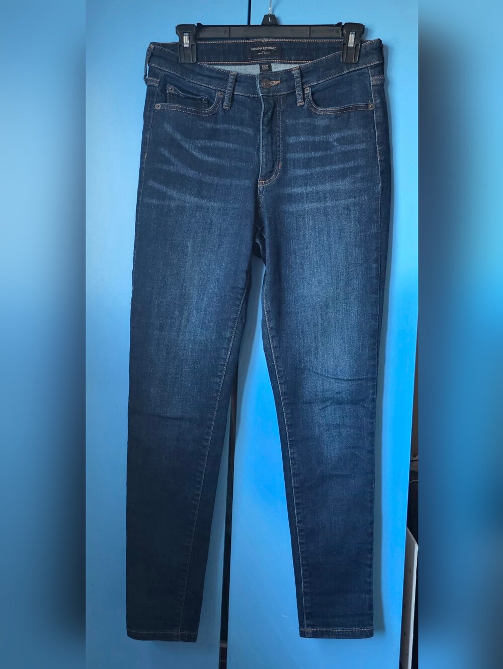 Banana Republic Dark Blue Wash Curvy Skinny Jeans Hig-Rise Fitted Waist Size 8